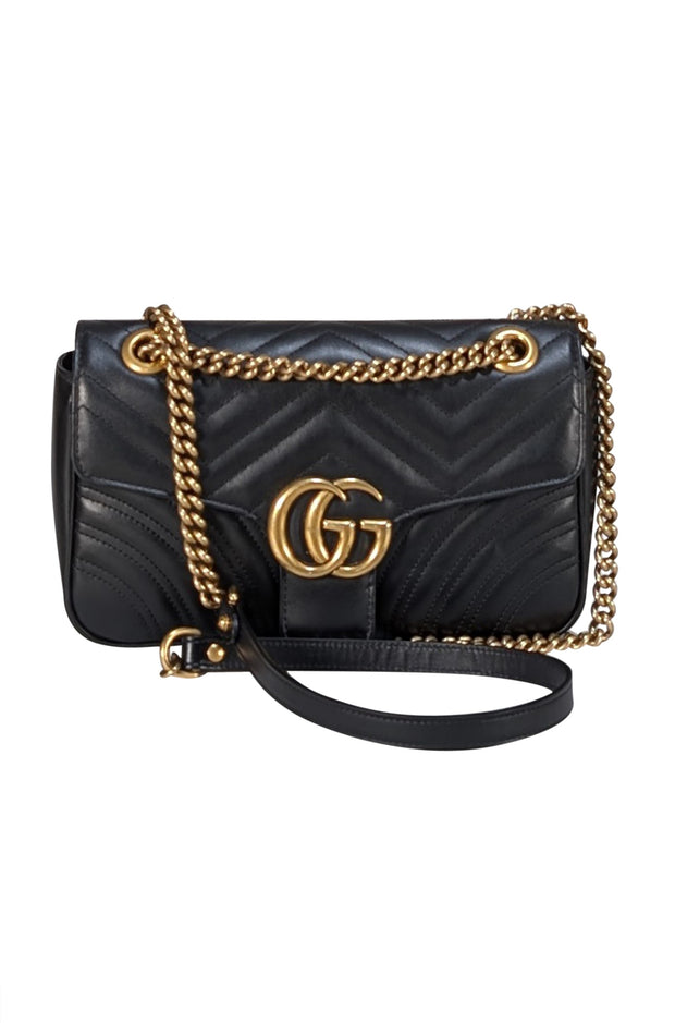 Gucci - Black Leather Marmont Handbag - Current Boutique