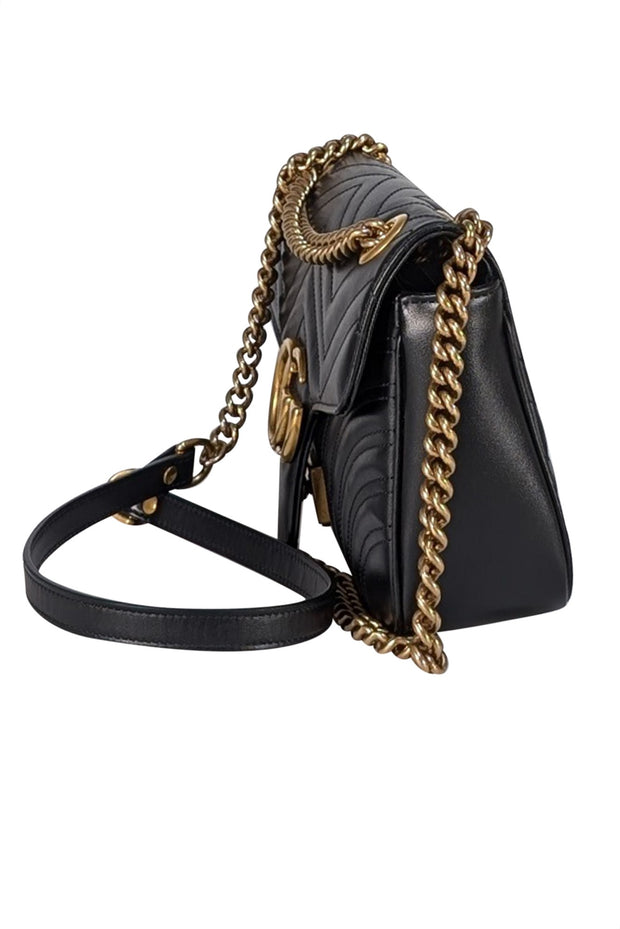 Gucci - Black Leather Marmont Handbag - Current Boutique