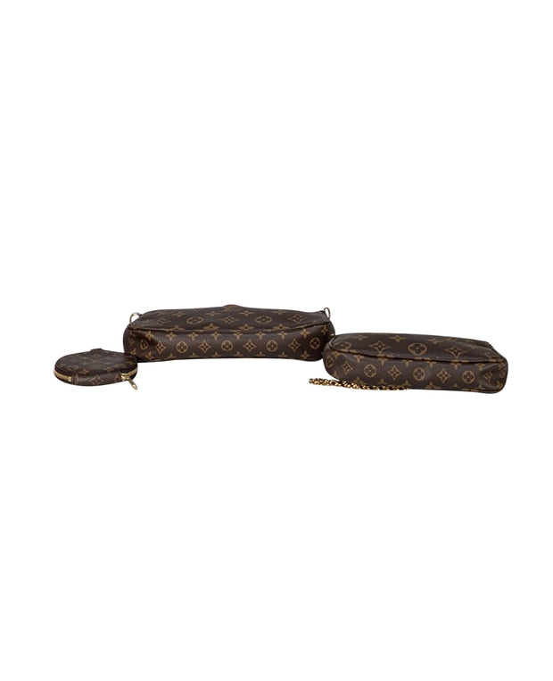 Louis Vuitton - Brown Monogram Multi Pochette Pink Strap Crossbody Bag