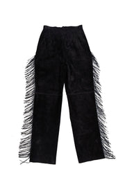 Double D Ranch - Black Suede Pants w/ Fringe Sz 6 - Current Boutique
