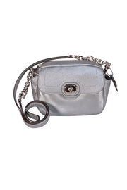 Coach - Silver Leather Turn Lock Camera Crossbody Bag - Current Boutique