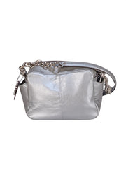 Coach - Silver Leather Turn Lock Camera Crossbody Bag - Current Boutique