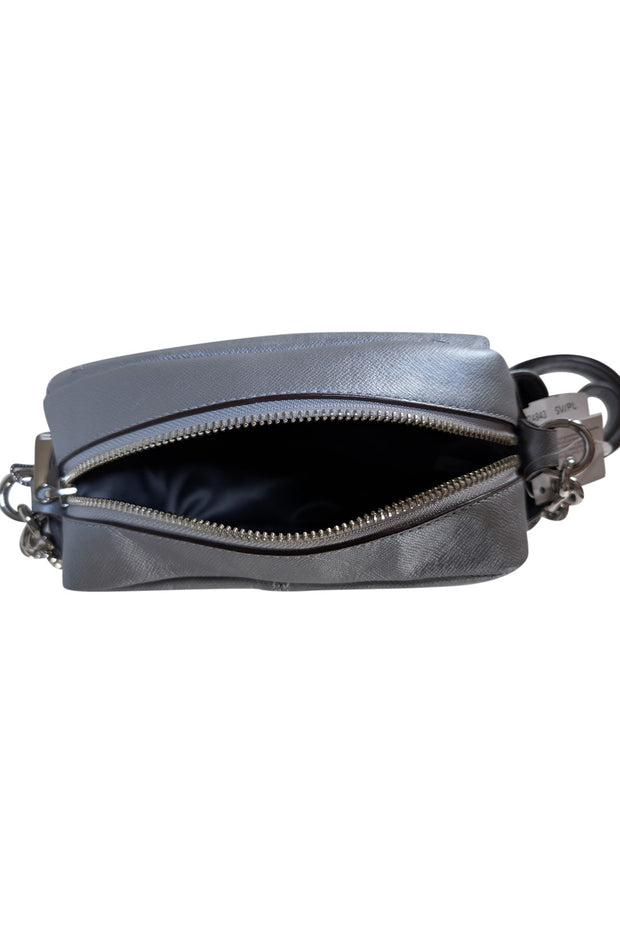 Coach - Silver Leather Turn Lock Camera Crossbody Bag - Current Boutique