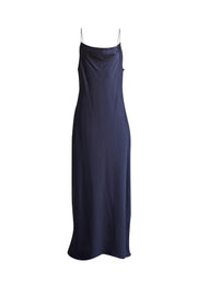 Alice & Olivia - Navy Cowl Neckline Satin Sleeveless Midi Dress Sz 14 - Current Boutique