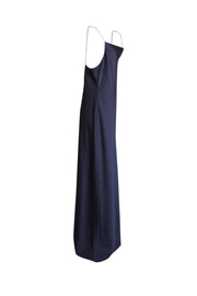 Alice & Olivia - Navy Cowl Neckline Satin Sleeveless Midi Dress Sz 14 - Current Boutique