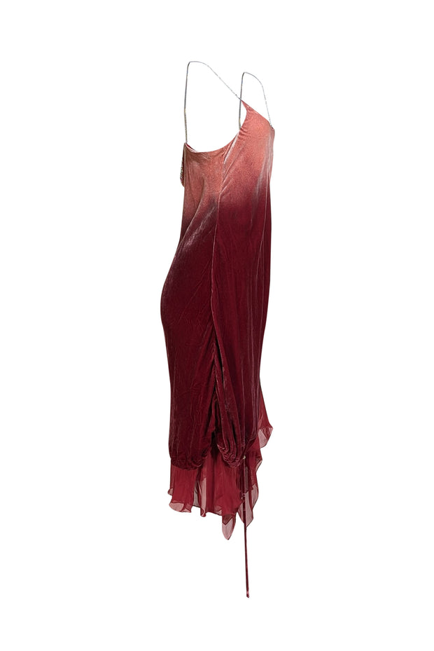Diesel - Blue &amp; Red Ombre Velvet Drawstring Dress Sz 10 - Current Boutique