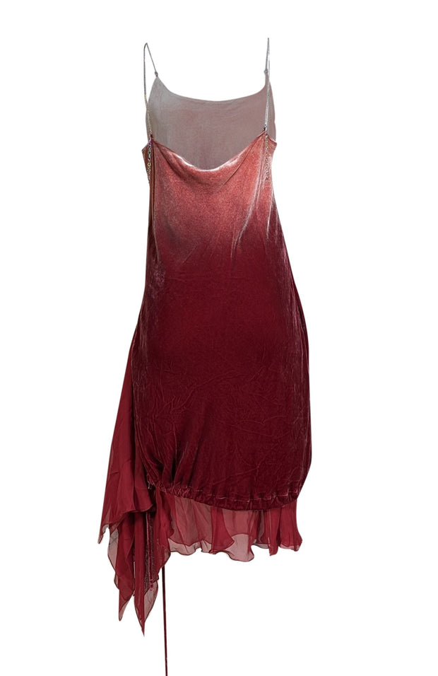 Diesel - Blue &amp; Red Ombre Velvet Drawstring Dress Sz 10 - Current Boutique