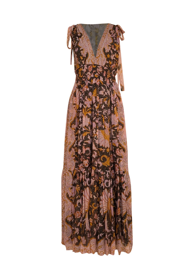 Ulla Johnson - Lavender & Black Floral Silk Blend Dress Sz 4 - Current Boutique