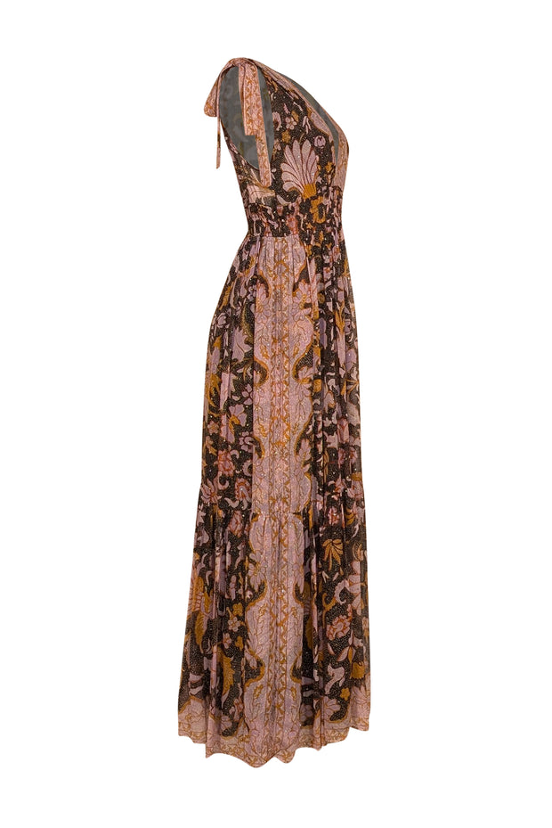Ulla Johnson - Lavender & Black Floral Silk Blend Dress Sz 4 - Current Boutique