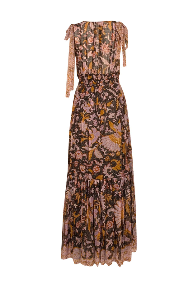 Ulla Johnson - Lavender & Black Floral Silk Blend Dress Sz 4 - Current Boutique