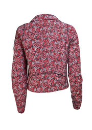 Joie - Red, Pink, & Black Floral Print Moto Jacket Sz M - Current Boutique