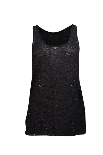St. John - Black Sparkle Rhinestone Knit Tank Sz M