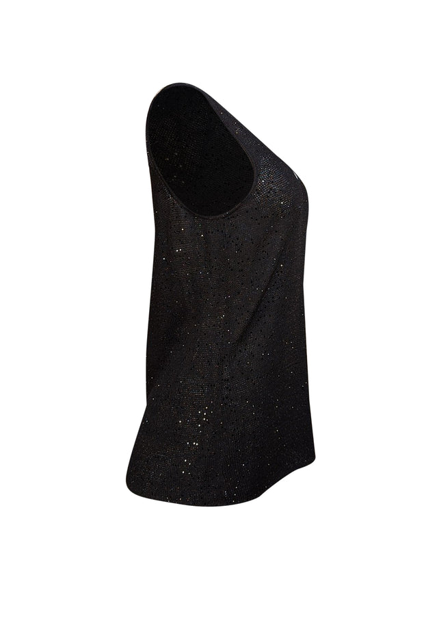 St. John - Black Sparkle Rhinestone Knit Tank Sz M