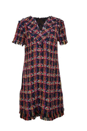 Trina Turk - Black & Multicolor Tweed Short Sleeve Dress Sz 12