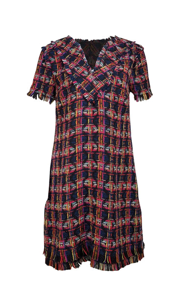 Trina Turk - Black & Multicolor Tweed Short Sleeve Dress Sz 12