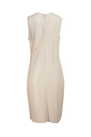 St. John - Beige & Cream Knit Sleeveless Dress Sz 12 - Current Boutique