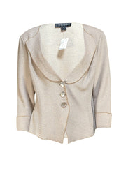 St. John - Beige & Cream Knit Blazer Sz 12 - Current Boutique