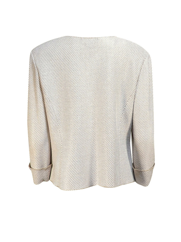 St. John - Beige & Cream Knit Blazer Sz 12 - Current Boutique