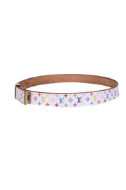 Louis Vuitton - White & Multicolor Monogram Takashi Murakami Belt Sz M - Current Boutique