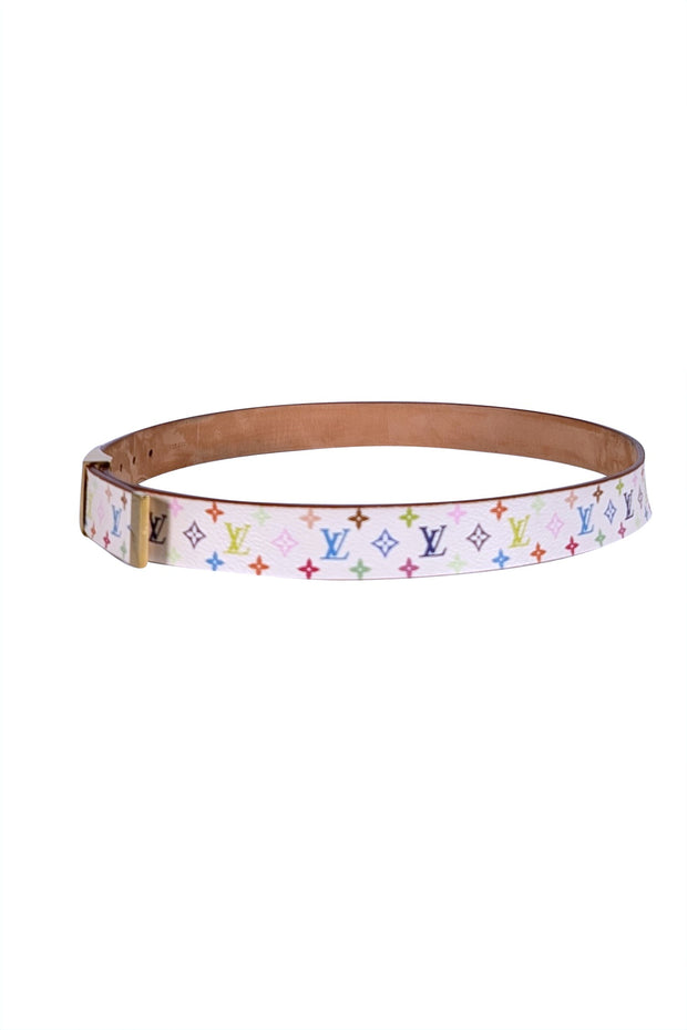 Louis Vuitton - White & Multicolor Monogram Takashi Murakami Belt Sz M - Current Boutique