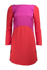 Maje - Pink & Orange Color Block Low Back Dress Sz 4