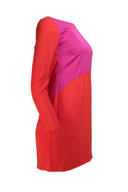 Maje - Pink & Orange Color Block Low Back Dress Sz 4