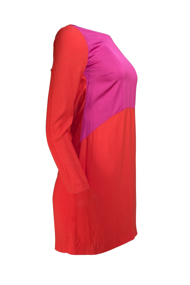 Maje - Pink & Orange Color Block Low Back Dress Sz 4