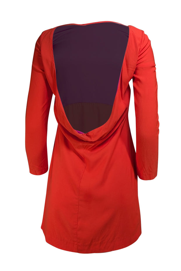 Maje - Pink & Orange Color Block Low Back Dress Sz 4
