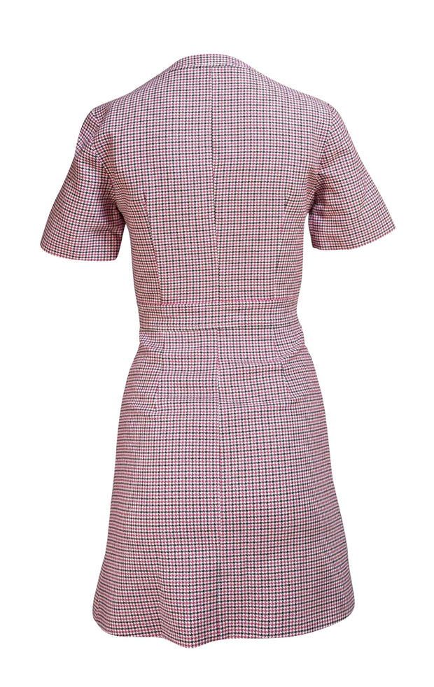 Maje - Pink, Black, & White Houndstooth Button Front Dress Sz 4 - Current Boutique