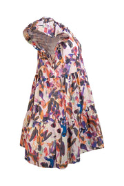 Marie Oliver - Pink & Multicolor Print Short Sleeve Mini Dress Sz S