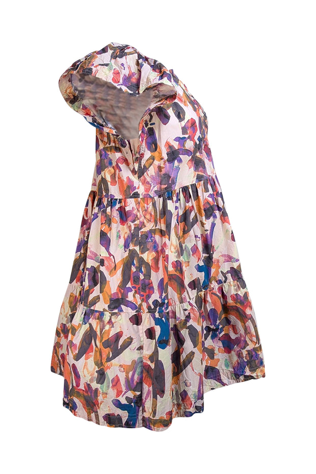 Marie Oliver - Pink & Multicolor Print Short Sleeve Mini Dress Sz S