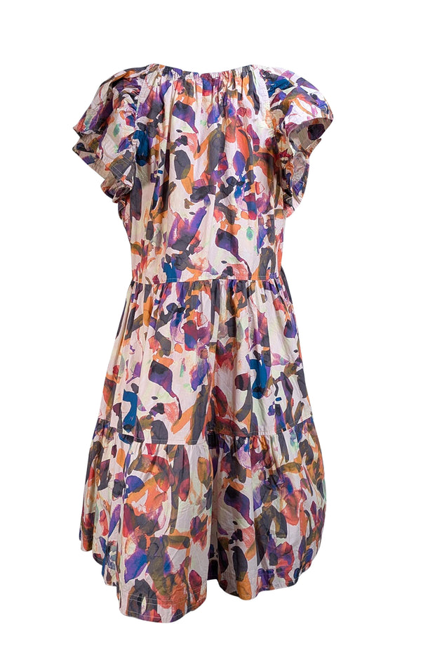 Marie Oliver - Pink & Multicolor Print Short Sleeve Mini Dress Sz S