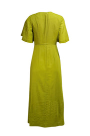 The Fold - Green Knot Neckline & Waist Detail Short Sleeve Dress Sz 6 - Current Boutique