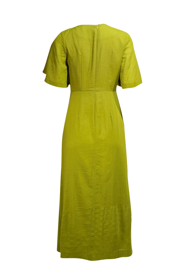The Fold - Green Knot Neckline & Waist Detail Short Sleeve Dress Sz 6 - Current Boutique