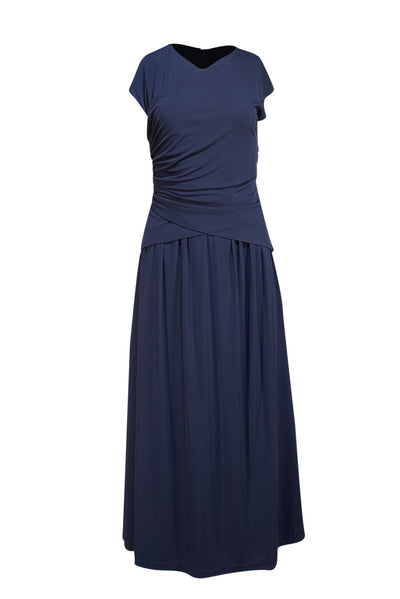 The Fold - Navy Sleeveless Ruched Detail "Lauiriano" Dress Sz 6 - Current Boutique