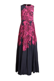 The Fold - Navy & Pink Floral Sleeveless Formal Dress Sz 6 - Current Boutique