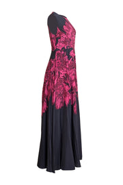The Fold - Navy & Pink Floral Sleeveless Formal Dress Sz 6 - Current Boutique
