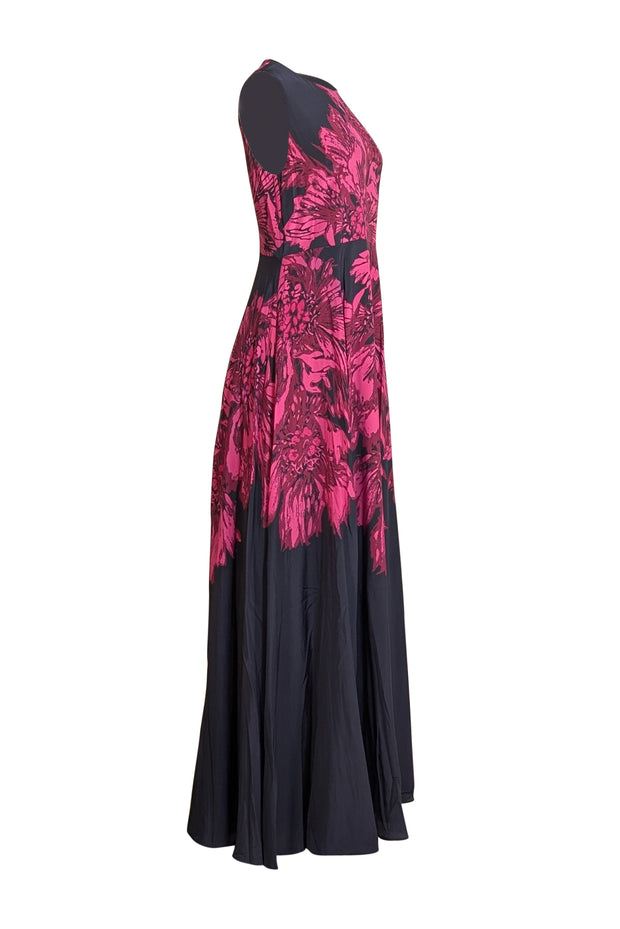 The Fold - Navy & Pink Floral Sleeveless Formal Dress Sz 6 - Current Boutique