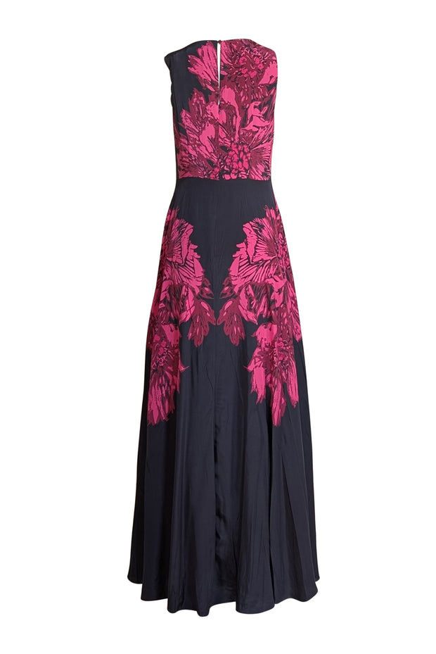 The Fold - Navy & Pink Floral Sleeveless Formal Dress Sz 6 - Current Boutique