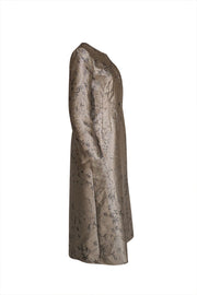 The Fold - Taupe W/ Silver Jacquard Print "Cavendish" Coat Sz 6 - Current Boutique