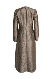 The Fold - Taupe W/ Silver Jacquard Print "Cavendish" Coat Sz 6 - Current Boutique