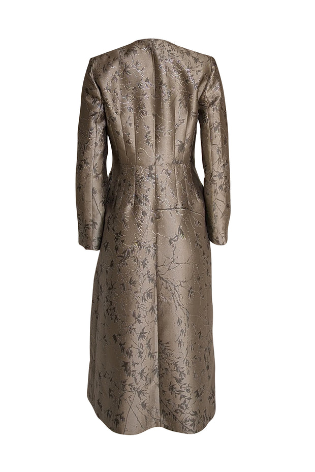 The Fold - Taupe W/ Silver Jacquard Print "Cavendish" Coat Sz 6 - Current Boutique