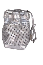 Celine - Silver Metallic Perforated Mini Bucket Bag - Current Boutique