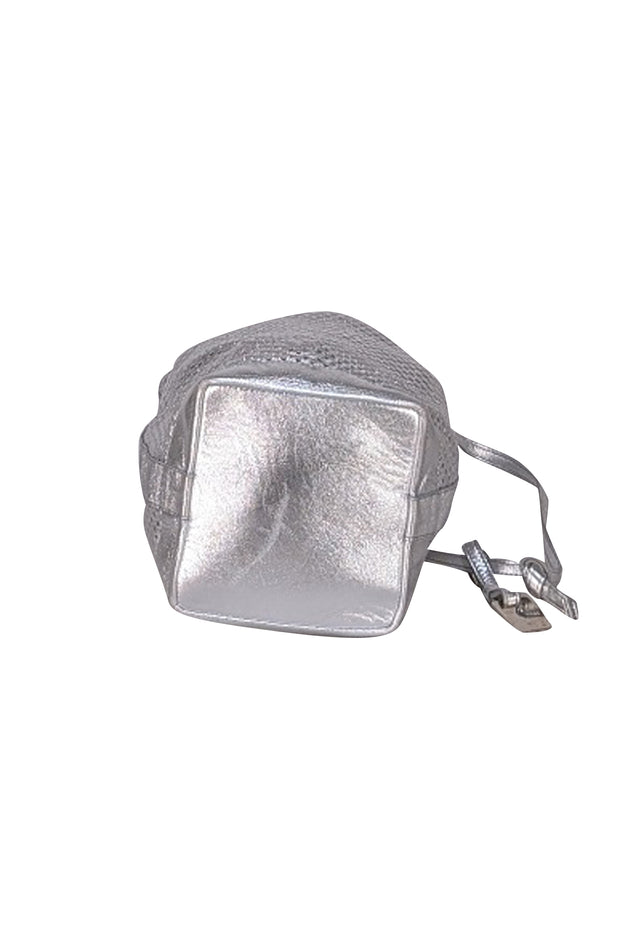 Celine - Silver Metallic Perforated Mini Bucket Bag - Current Boutique