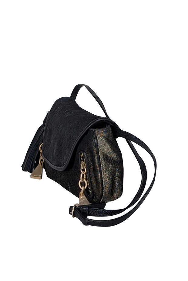 See by Chloe - Black & Gold Metallic Iridescent Baguette Shoulder Bag - Current Boutique