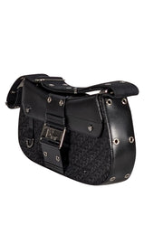 Christian Dior - Black Leather & Canvas Monogram Columbus Diorissimo Shoulder Bag - Current Boutique