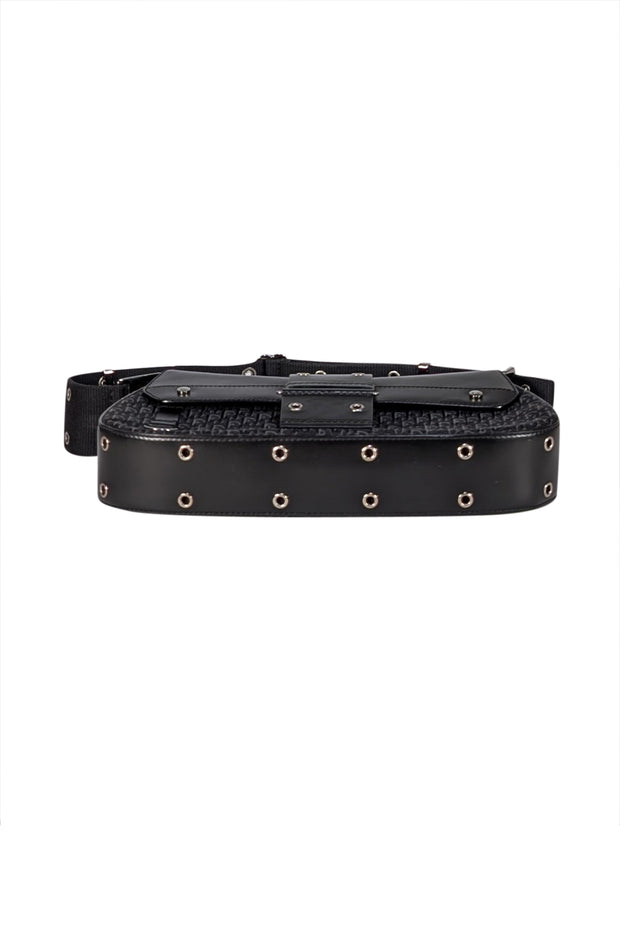 Christian Dior - Black Leather & Canvas Monogram Columbus Diorissimo Shoulder Bag - Current Boutique