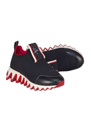 Christian Louboutin - Black w/Red Trim Slip On Sneakers Sz 7