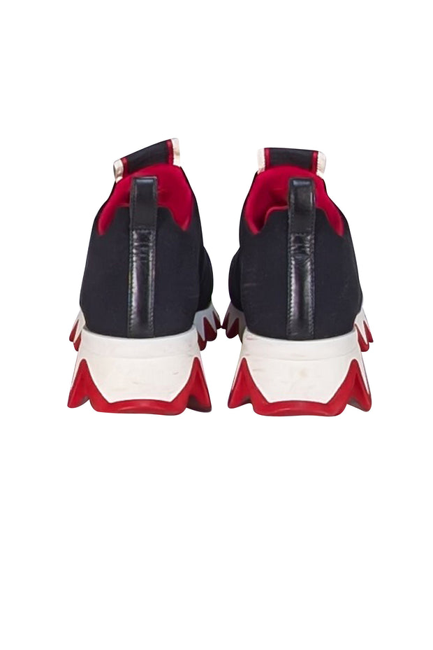 Christian Louboutin - Black w/Red Trim Slip On Sneakers Sz 7