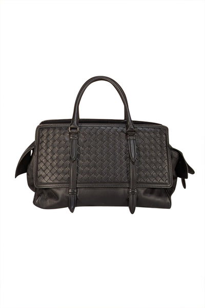 Bottega Veneta - Black Intrecciato Leather Handbag
